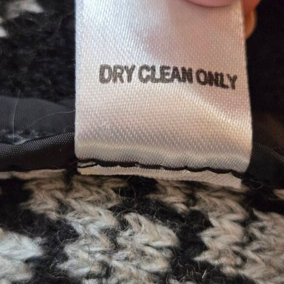 Aris A Womens Diamond Button Front Wool Blend Cardigan Jacket Black White XL - Picture 9 of 12